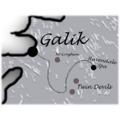 A map outlining volcanoes near the Galik domain