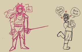 Mirth sees him...